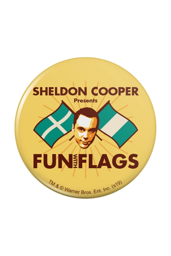Big Bang Theory Sheldon Cooper Fun with Flags Pinback Button Pin
