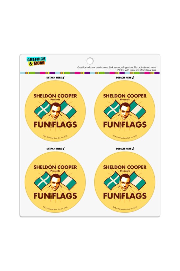 Big Bang Theory Sheldon Cooper Fun with Flags Refrigerator Fridge Locker Vinyl Circle Magnet Set