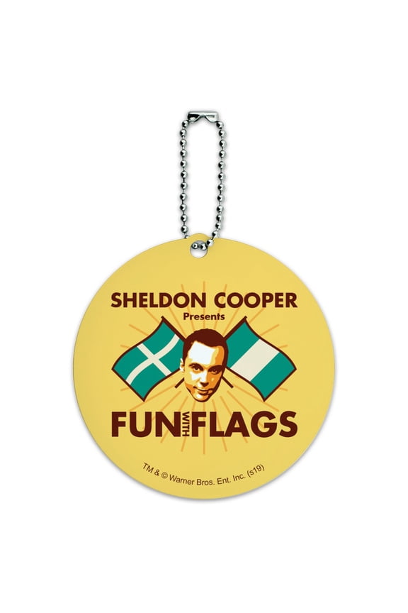 Big Bang Theory Sheldon Cooper Fun with Flags Round Luggage ID Tag Card Suitcase Carry-On