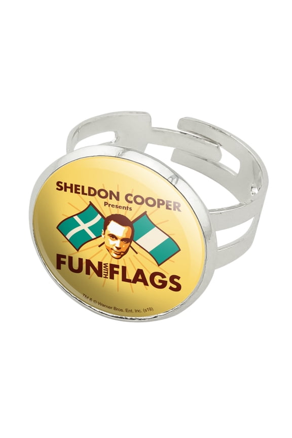 Big Bang Theory Sheldon Cooper Fun with Flags Silver Plated Adjustable Novelty Ring