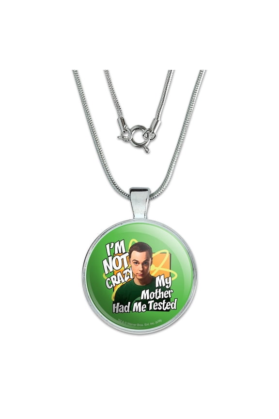 Big Bang Theory Sheldon Cooper I'm Not Crazy 1" Pendant with Sterling Silver Plated Chain