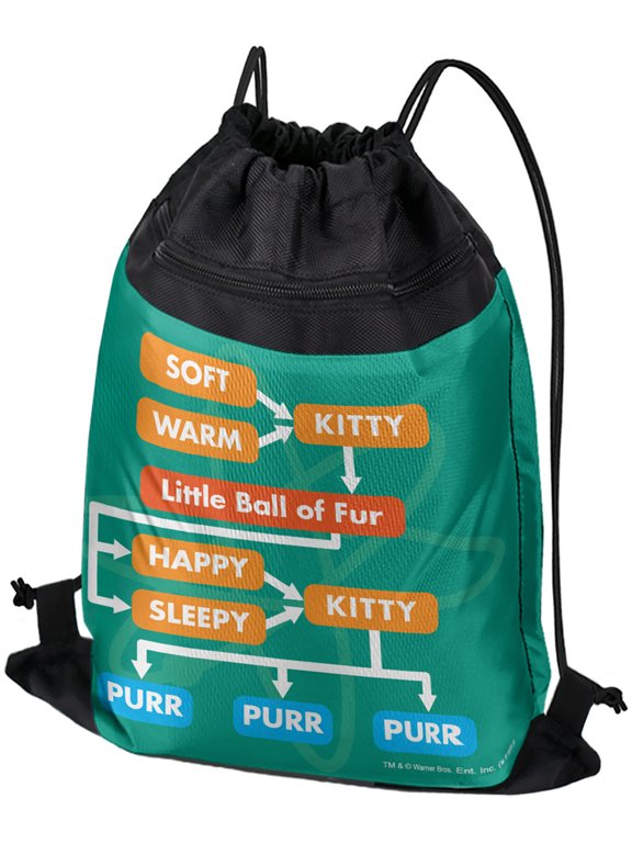 Big Bang Theory Soft Kitty Flow Chart Drawstring Backpack Sports Bag Sackpack 17" x 13", Perfect for Gym, Yoga or Practice