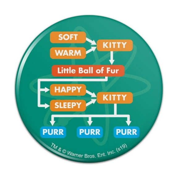 Big Bang Theory Soft Kitty Flow Chart Kitchen Refrigerator Locker Button Magnet