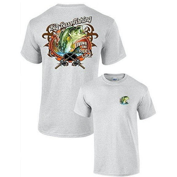 Big Bass Fishing T-shirt Fisherman Outdoors Fish Boating Sporting Sport -Lightgrey-XL