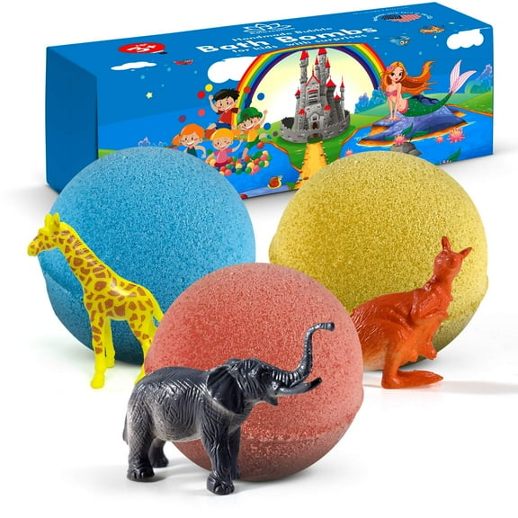 Big Bath Bombs for Kids with Surprise Inside Amazing Big Wild Animals Toys Handmade in USA Natural and Safe by Relaxcation