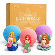 Big Bath Bombs for Kids with Surprise Inside Amazing MERMAID Big Toys Handmade in USA Natural and Safe by Relaxcation 3 Set