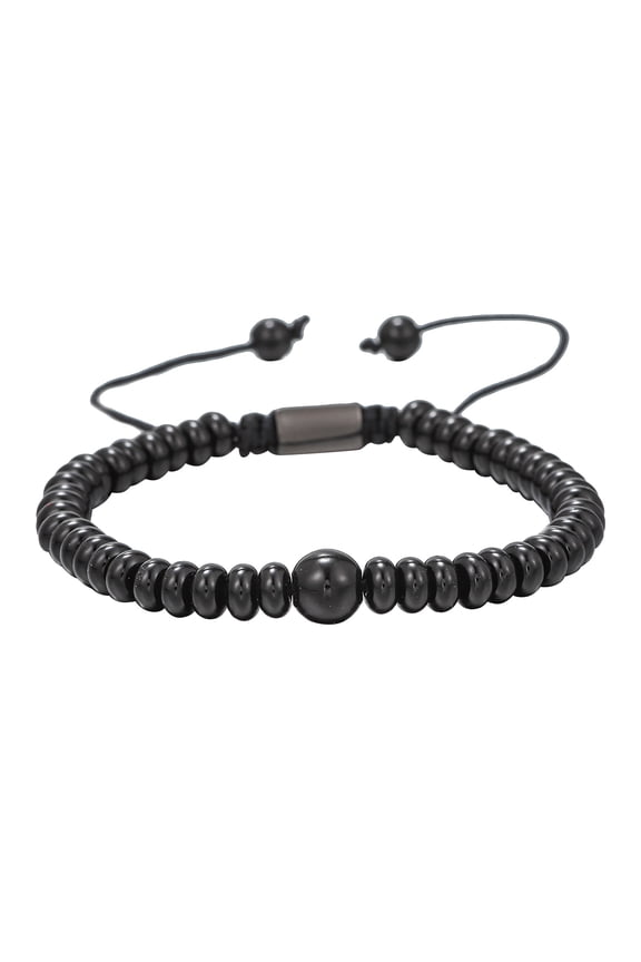 Big Bead True Black Tourmaline Yoga Root Bracelet Natural Gemstone Woven Beaded Handmade Jewelry for Women Men
