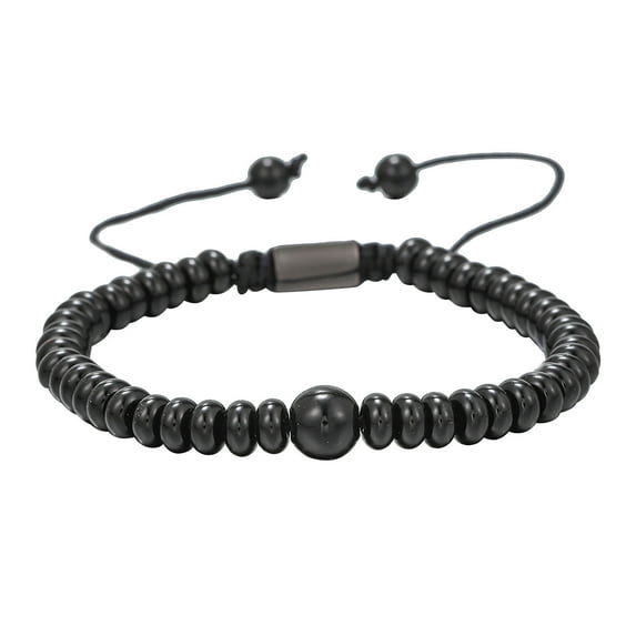 Big Bead True Black Tourmaline Yoga Root Bracelet Natural Gemstone Woven Beaded Handmade Jewelry for Women Men