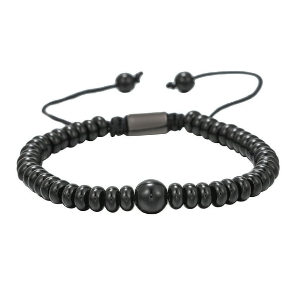 Big Bead True Black Tourmaline Yoga Root Bracelet Natural Gemstone Woven Beaded Handmade Jewelry for Women Men
