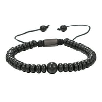 Big Bead True Black Tourmaline Yoga Root Chakra Protection Bracelet Natural Gem Woven Beaded Bracelet