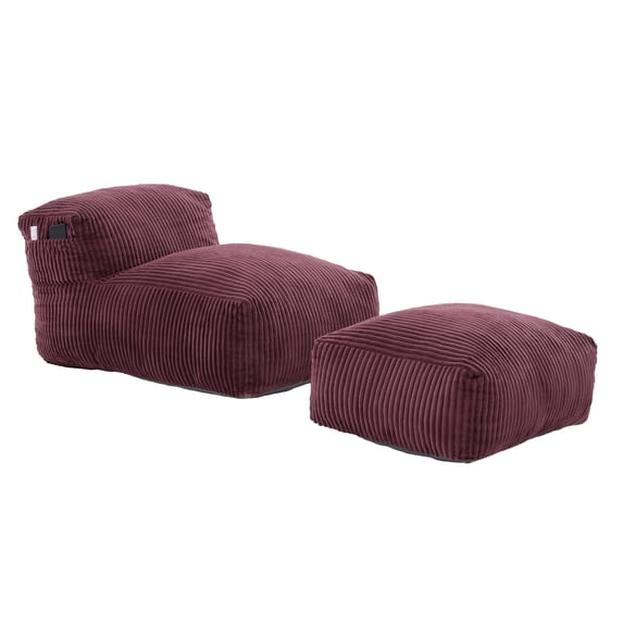 Big Bean Bag Chair for Adults, Lounger Large Bean Bag Sofa, Memory Foam Filled Beanbag Chair for Living Room, Bedroom, Balcony, Comfy Corduroy Bean Bag Chair Ottoman, Ergonomic Support& Premium(Red)