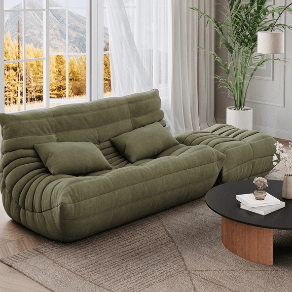 Big Bean Bag Chairs for Adults,3 Seater Large Bean Bag Chair Sofa, Fireside Chair Lazy Sofa Chair with Ottoman,Modern Bean Bag for Living Room, Bedroom, Office