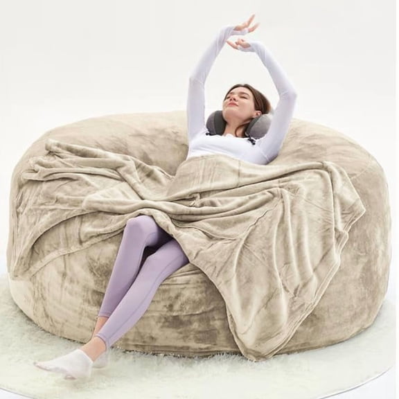 Big Bean Bag Chairs for Adults,4FT ApricotBean Bag Chair with Filler Memory Foam Chair Super Soft cordaroys,Suitable for bedrooms,Comfy Lounge Reading Chairs,Living Room Furniture
