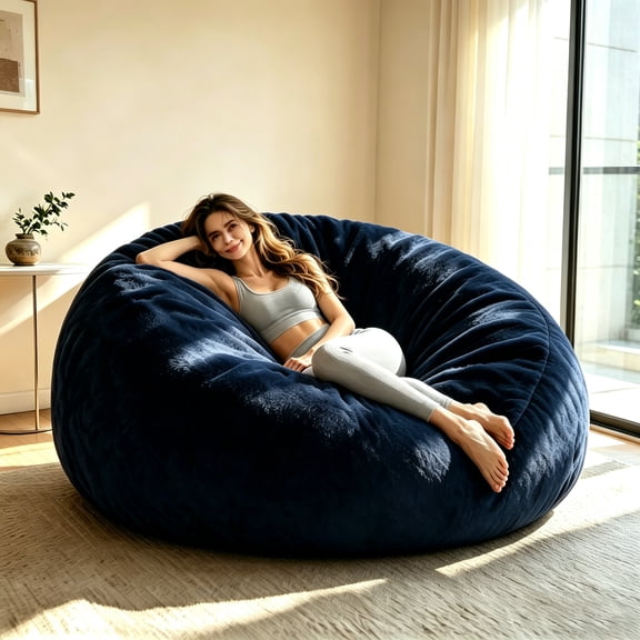 Big Bean Bag Chairs for Adults,4FT BlueBean Bag Chair with Filler Memory Foam Chair Super Soft cordaroys,Suitable for bedrooms,Comfy Lounge Reading Chairs,Living Room Furniture