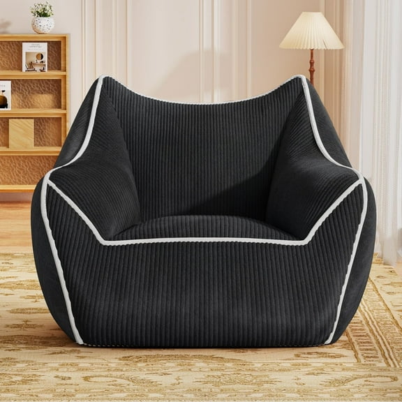 VNT Giant Bean Bag Chair for Kids, Sponge-Filled, Supports Up to 550 lbs for Adults, Black