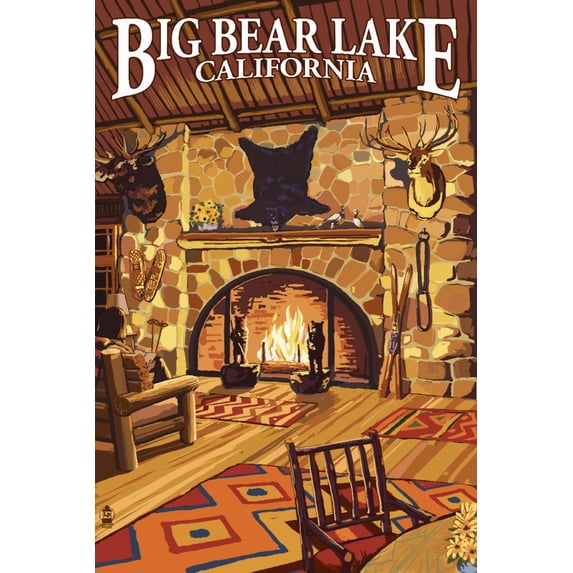 Big Bear Lake, California, Bear Inn Lobby (24x36 Giclee Gallery Art Print, Vivid Textured Wall Decor)