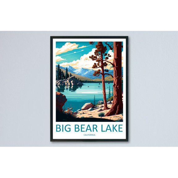 Big Bear Lake Scenic Nature Landscape California Wall Decor Unframed Paper Print