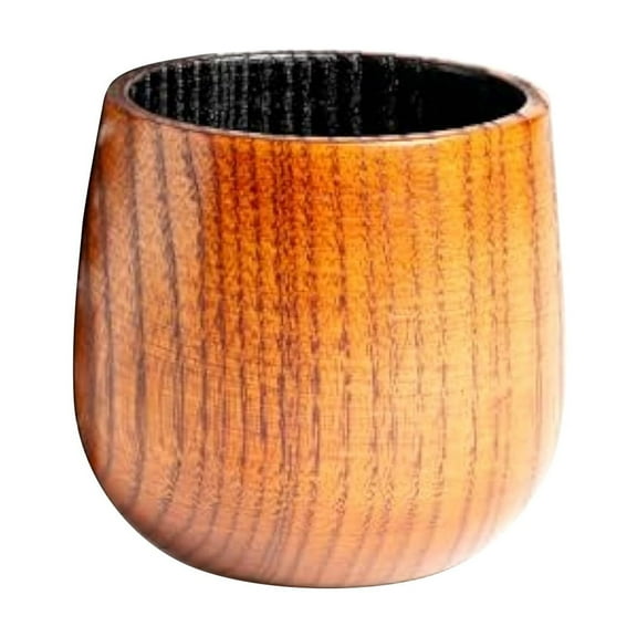 Big Belly Cup, Enlarged Wine Glass, Charcoal Grilled Universal Wooden Cup, Nonscalding Plant Paint Tea Cup