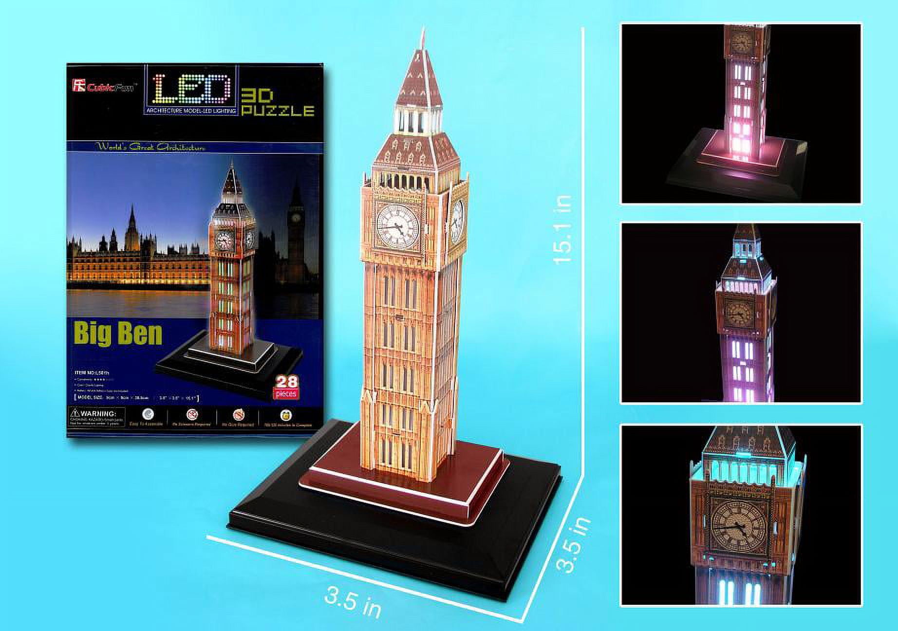 ROBOTIME 3D Puzzle for Adults Wooden Craft Kits for Teens DIY Construction  Model Kit with LED Light to Build Educational Big Ben Set Toys Birthday  Gifts 