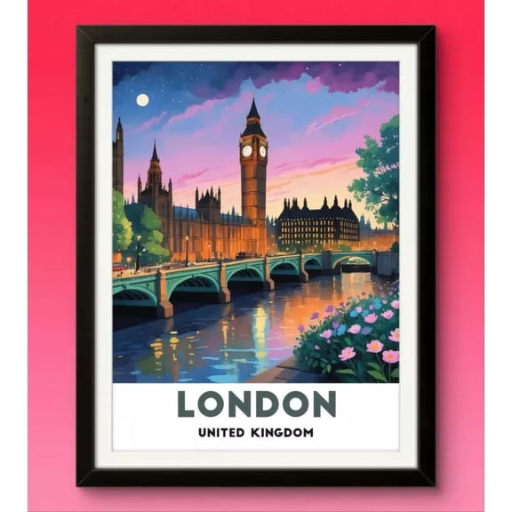 Big Ben At Night Poster - Iconic London Landmark Home Decor Vintage Art Print Cute Birthday Gift Wall Art