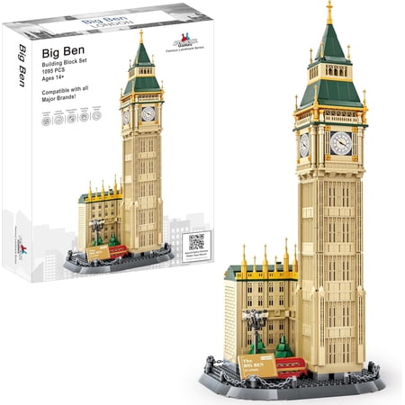 Big Ben Building Block Set, 1,095 Pieces, London Clock Tower Model Kit