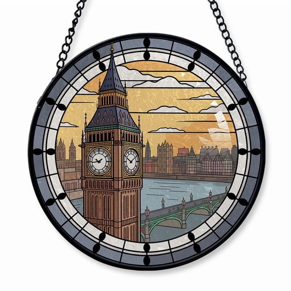 Big Ben Clock Tower Stained Glass Suncatcher Window Hanging  Customizable Window Hanging for Loved Ones, Family or Friends, Christmas 2025 Holiday Tree Decoration