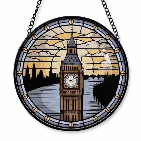 Big Ben Clock Tower Stained Glass Suncatcher Window Hanging Personalized Window Hanging Gift for Families, Friends, Men & Women, Christmas 2025 Keepsake