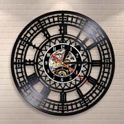 Big Ben Clock Tower Travel Landmark Vinyl Wall Clock,Vinyl Record Clock Wall Art Black Handmade Art Home Unique Gift idea