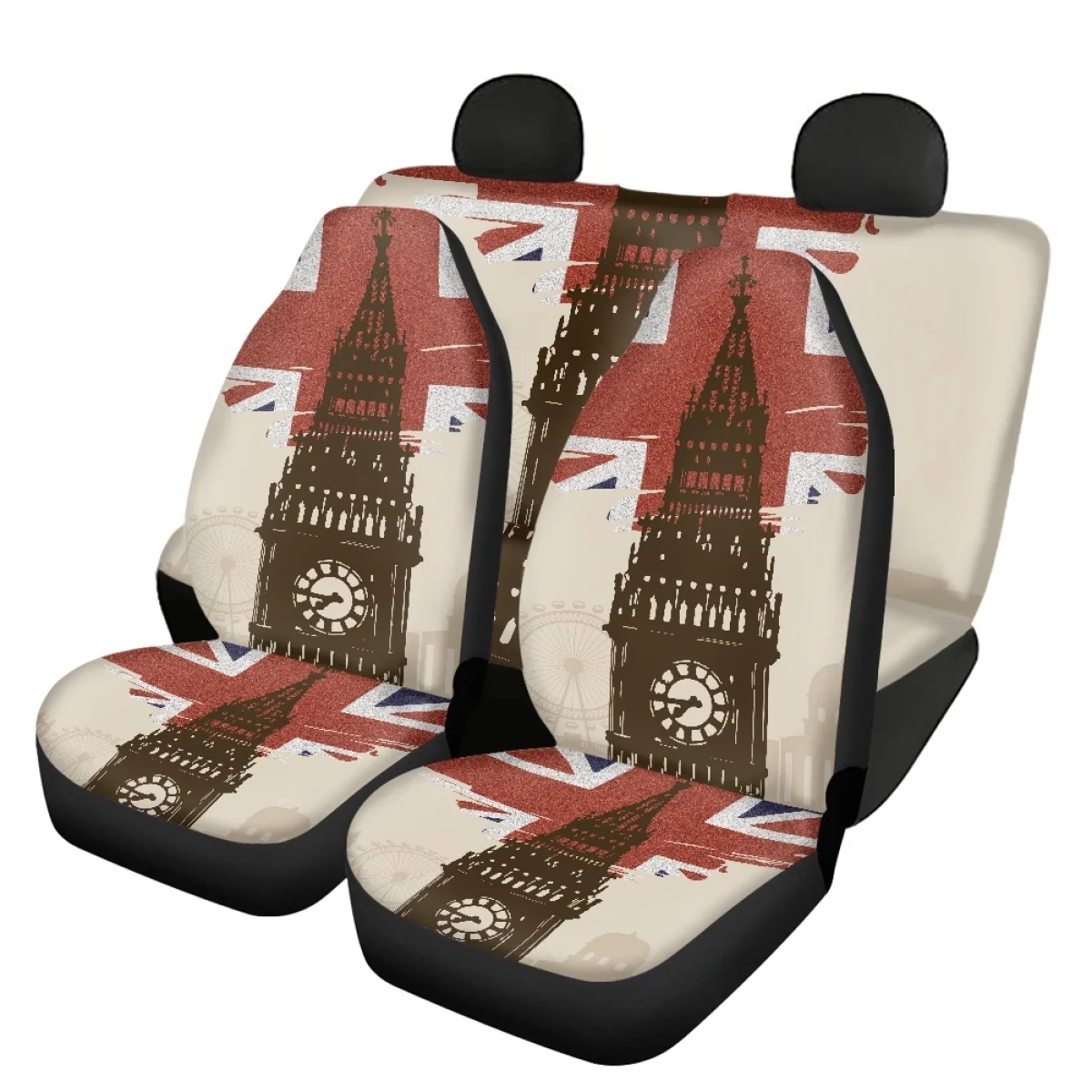 Big Ben England Pattern Front/Back Car Seat Covers General AntiSlip