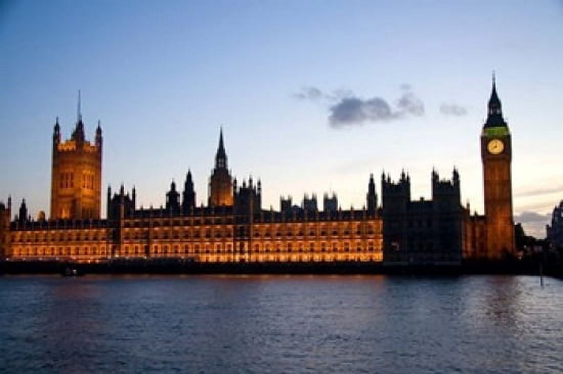 Big Ben Houses of Parliament London England Canvas Art - David R Frazier DanitaDelimont (35 x 23)