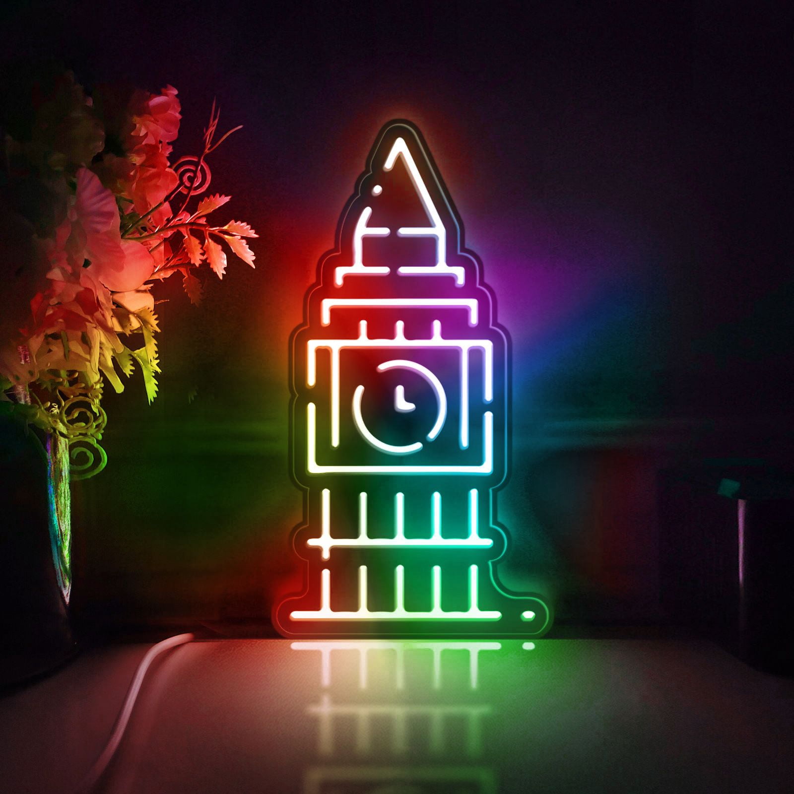 Neon Sign Led Box Big Ben Led Light Box, Dimmable Neon-Like Light Signs USB Power for ...