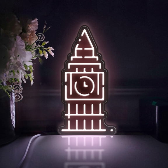 Big Ben Led Light Box, Dimmable Neon-Like Light Signs USB Power for Wall Decor Bedroom Decoration, Static Light (WxH) 10"x20"
