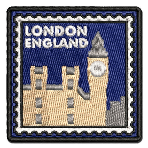 Big Ben London England Destination Travel Applique Multi-Color Embroidered Hook & Loop Patch - 2.0 Inch Mini