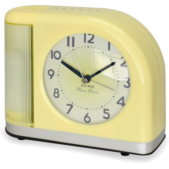 Big Ben Moon Beam Quartz Analog Alarm Clock Yellow with USB
