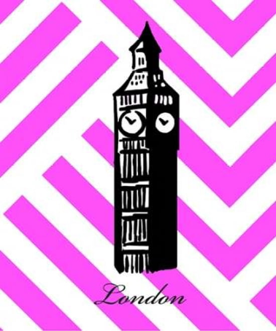 Big Ben - Pink Chevron Canvas Art - Anna Quach (20 x 24)