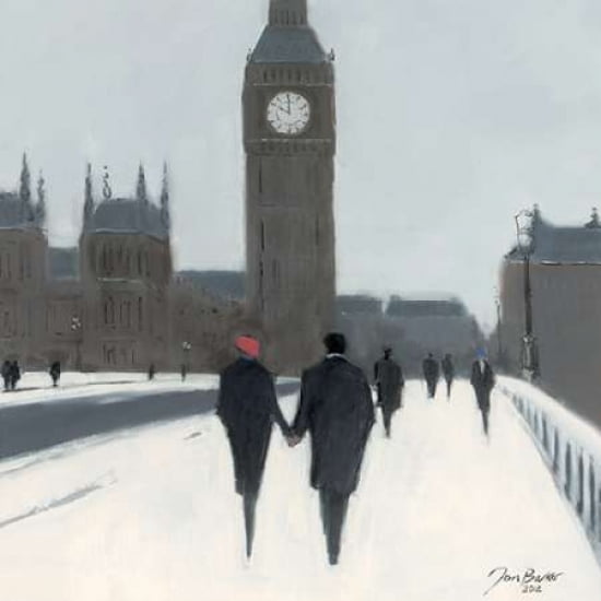 Big Ben Red Beret and Snow Canvas Art - Jon Barker (24 x 24)