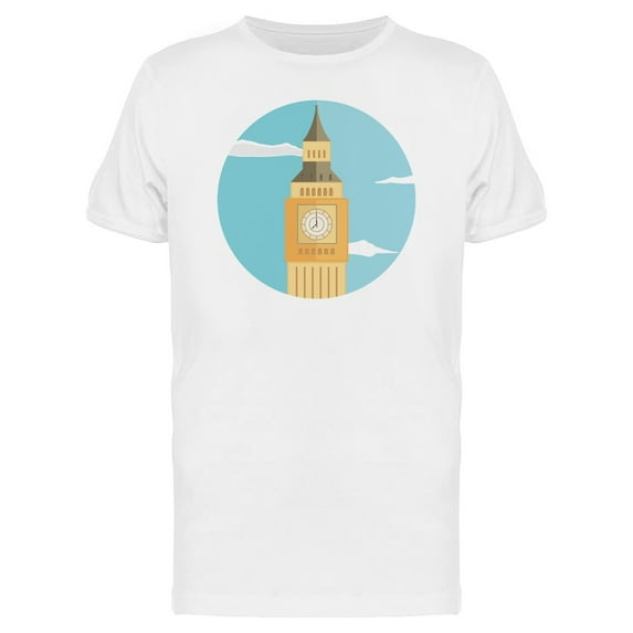 Big Ben Tower Round Frame T-Shirt Men -Image by Shutterstock, Male 3X-Large