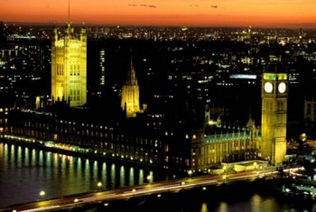 Big Ben and the Houses of Parliament at Dusk London England Canvas Art - Walter Bibikow DanitaDelimont (18 x 12)