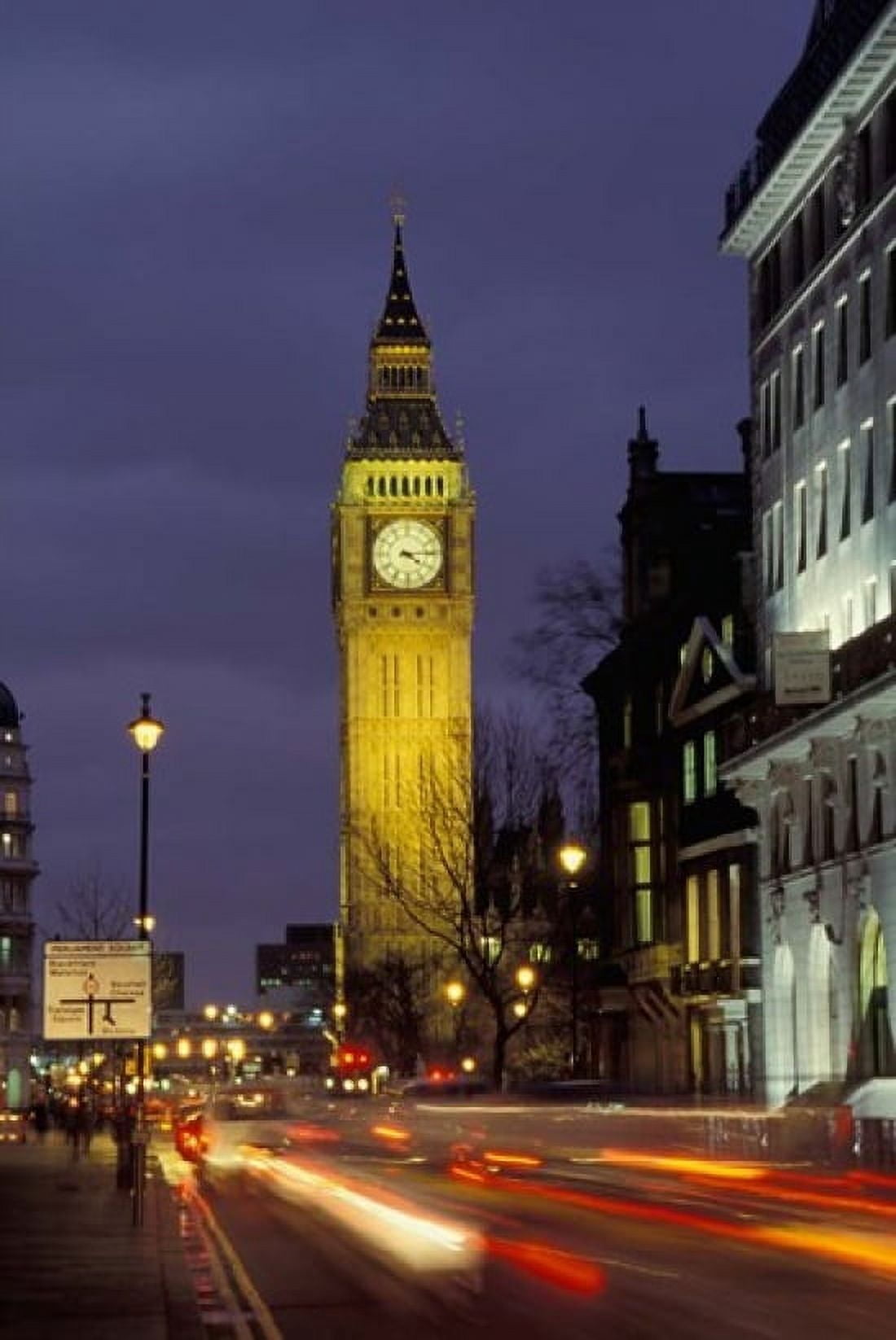 Big Ben at night with traffic London England Canvas Art - Alan Klehr DanitaDelimont (24 x 36)