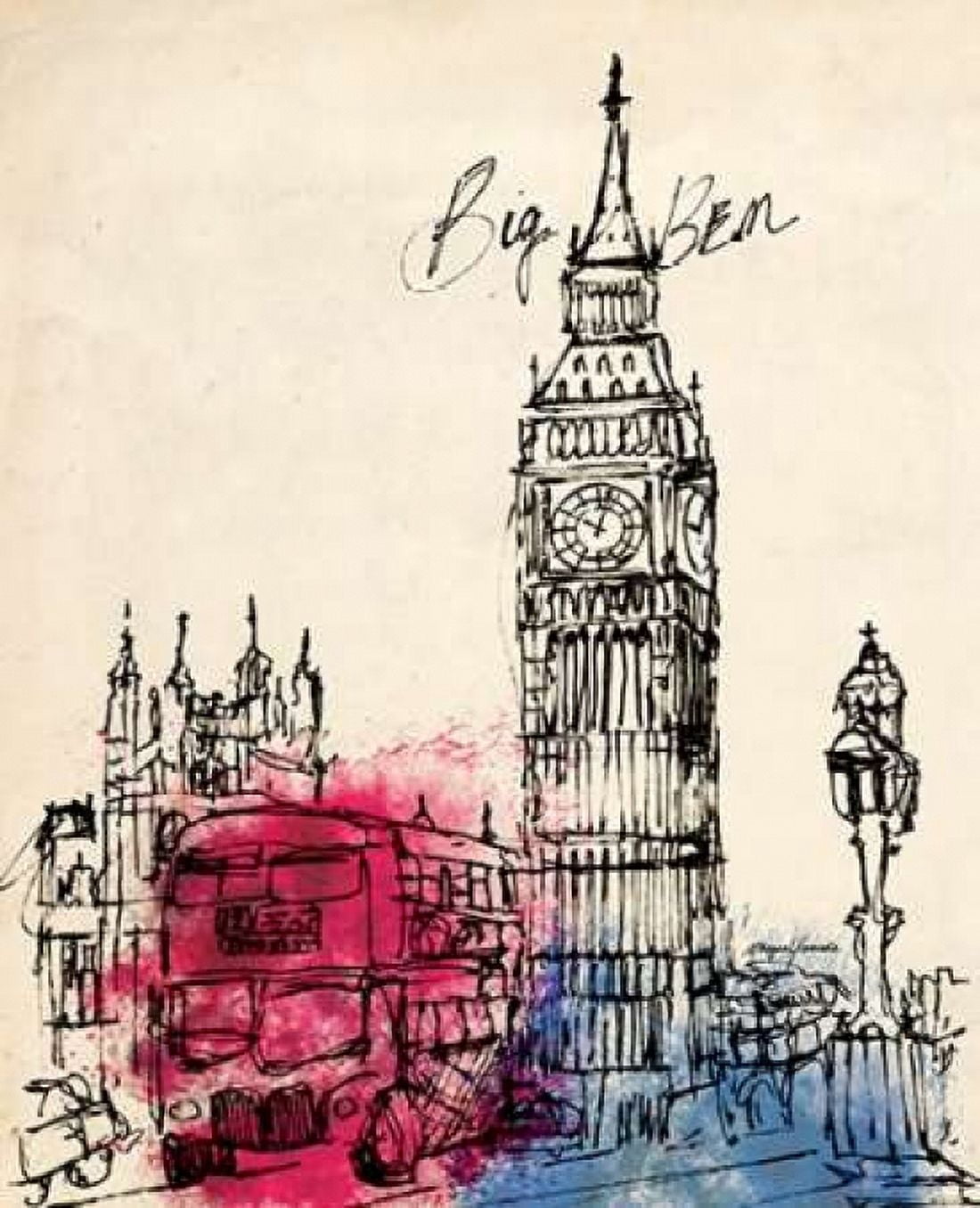 Big Ben in Pen Canvas Art - Morgan Yamada (24 x 30)