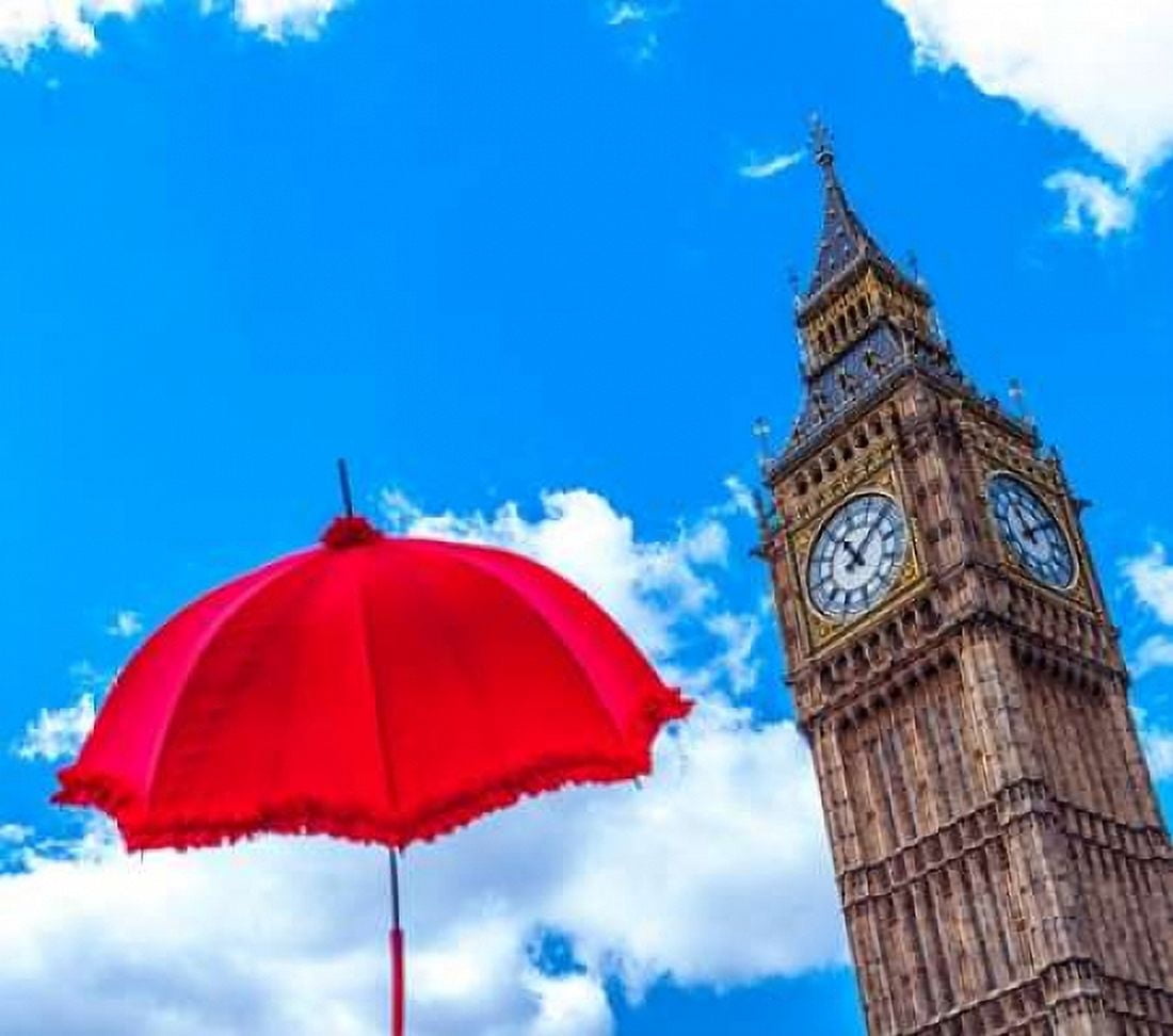 Big Ben with Red Umbrella London UK Canvas Art - Assaf Frank (24 x 24)