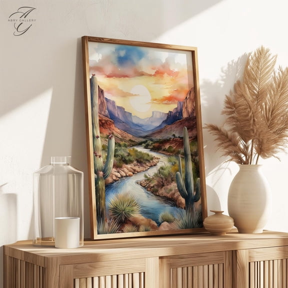 Big Bend National Park Art Poster: Texas Desert Sunset, Unframed Poster Size 8x12