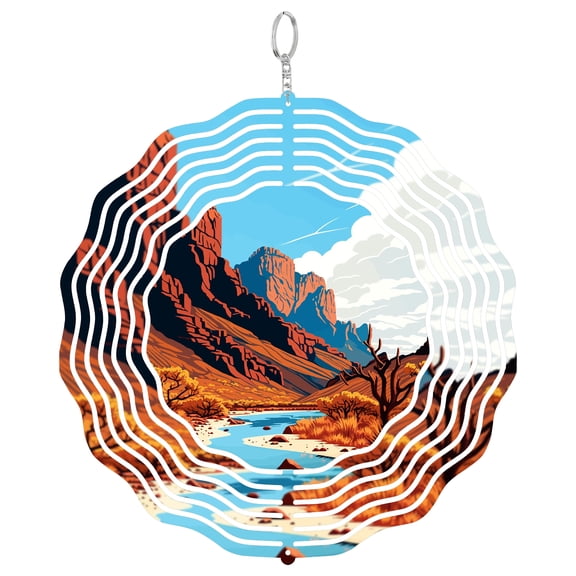 Big Bend National Park Texas Canyon 3D Wind Spinner Stainless Steel Kinetic Hanging Decor Garden Art Rio Grande Gift