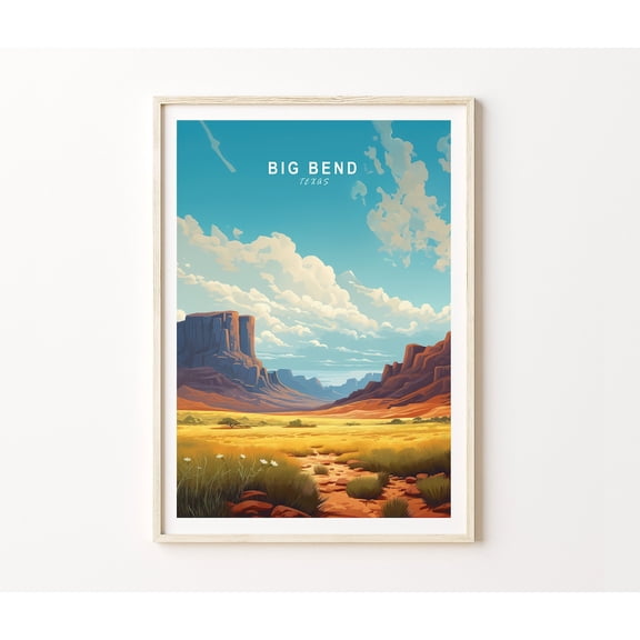 Big Bend National Park Texas Chisos Mountains Desert Wall Art, Unframed Canvas 8x10in