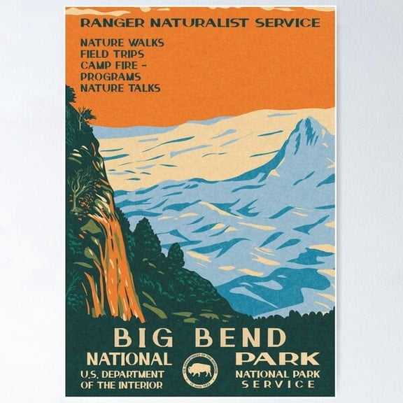 Big Bend National Park Vintage Wpa Poster Chihuahuan Landscape Poster, Poster Only