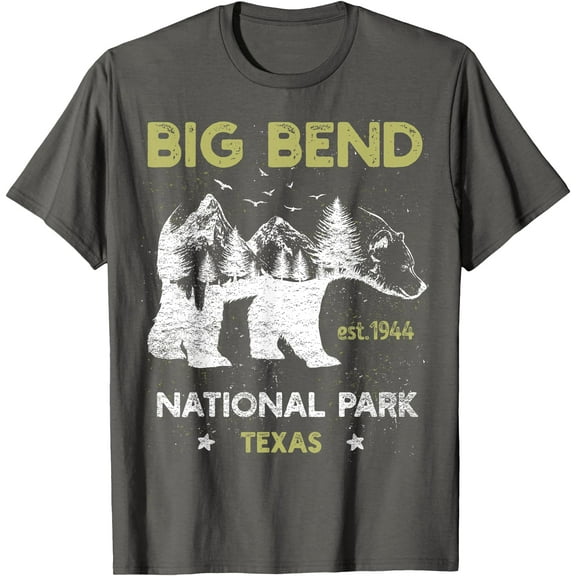 Big Bend Texas US National Park Camping Hiking Vacation Unisex T-Shirt for Men Women Kids Toddler,Charcoal Color,Size M