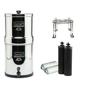 Big Berkey Countertop Water Filter System with 2 Black Berkey Elements and 2 Fluoride Filters & Wire Stand Accessory