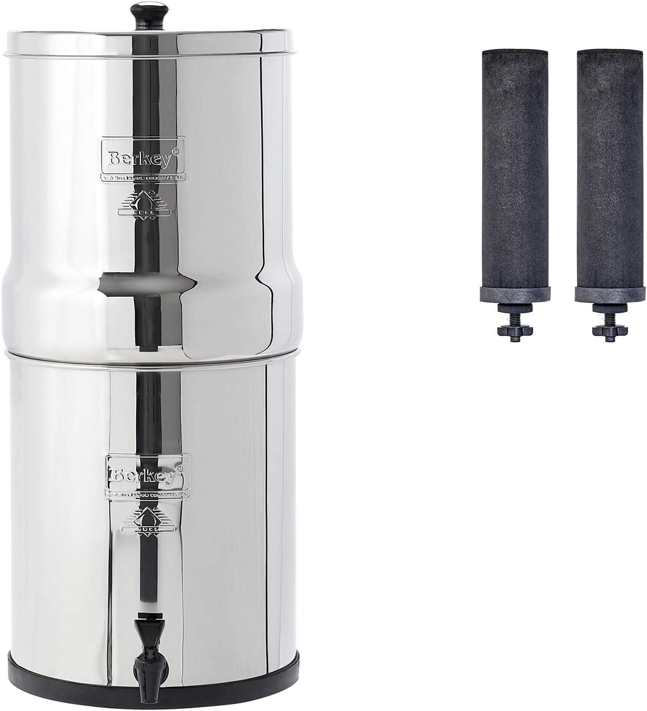 Berkey BK4X2-BB Big Berkey Drinking Water Filtration System with 4 Filters  - 2 Black Filters and 2 Fluoride Filters 2.25 Gallon by Berkey : :  Hogar y cocina