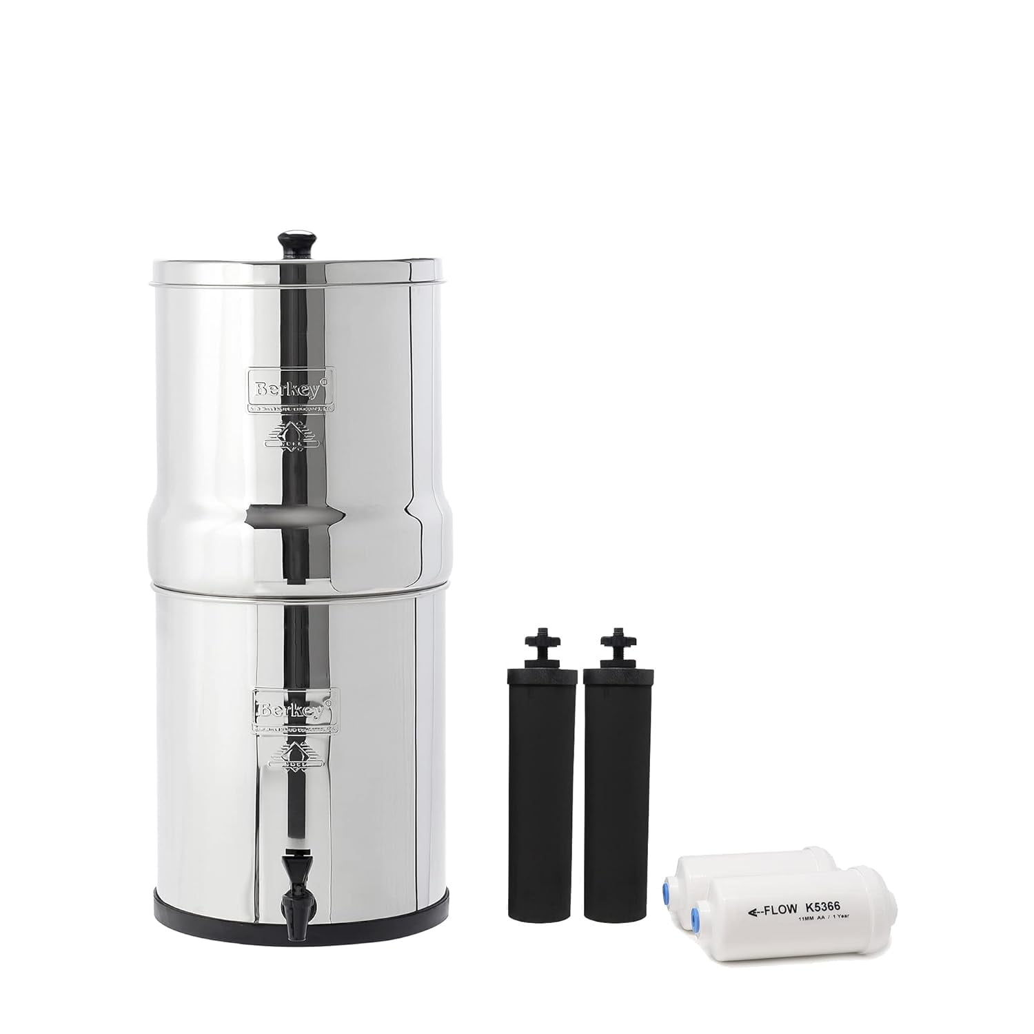 Big Berkey Gravity-Fed Water Filter System 2.25 Gallon with 2 Black ...