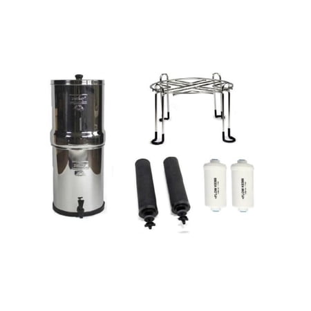 Big Berkey Water Purifier with 2 Black and 2PF2 Filters & Wirestand Accessory